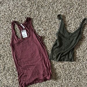 Stylish Women's Tank Tops - Burgundy and Dark Green